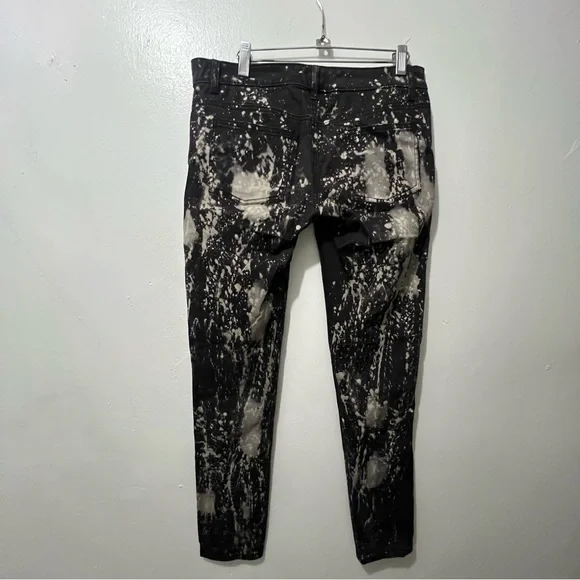 Royal Bones Distressed and Splatter Print Black Skinny Jeans - Picture 8 of 12